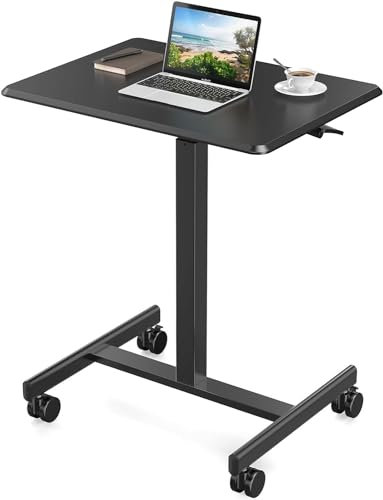 Sweetcrispy Kleiner mobiler Rolltisch – Überbetttisch, Lehrer-Podium mit Rollen, verstellbarer Arbeitstisch, Rolltisch, Laptop-Computerwagen für Zuhause, Büro, Klassenzimmer
