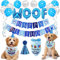 Hund Geburtstagsfeier Dekoration mit Hundehalstuch, Hund Geburtstag Bandana Hut Banner Set, WOOF Luftballons Alles Gute zum Geburtstag Banner Paw Print Luftballons für Haustier Dekorationen (Blau)