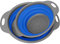 Collapsible Colander, Set of 2 PCS Collapsible Straine r, Space-Saving Kitchen Strainer, Food-Grade Silicone Folding Strainer Colander with Handle (Blue)