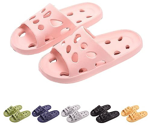 Hoomall Claquettes Femmes Hommes Ultra Doux Pantoufles Claquettes de Douche Antidérapante Confortable Chaussures de Maison Piscine Chaussons Plage Intérieur Slides Eté(Rose,38/39 EU)