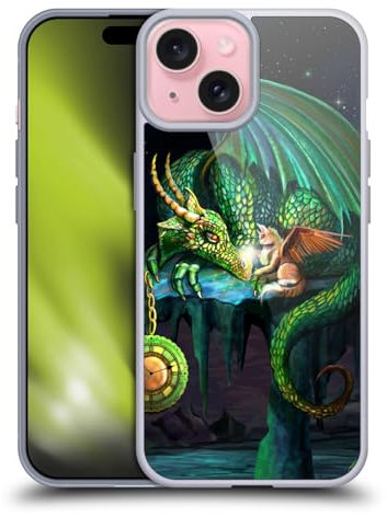 Head Case Designs Offizielle Rose Khan Grüne Zeit Drachen Gelhülle [Militärischer Schutzgrad] Kompatibel Mit Apple iPhone 15 Und Kompatibel Mit MagSafe