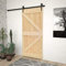 NITCA Porta Scorrevole con Set Hardware,Porta Scorrevole Esterno Muro,Binario per Porta Scorrevole,Porta Soffietto,con Binario e Maniglia per Asta, in Legno di Pino, Tipo 1 90x210 cm