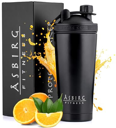 Asbirg Thermos - Shaker per proteine, caldo e freddo, thermos, 750 ml, shaker per proteine