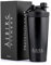 Asbirg Fitness Edelstahl Protein Shaker - 750ml Thermo Eiweiss Shaker | Für heiße & kalte Getränke | Auslaufsicher & BPA-frei | Schwarz