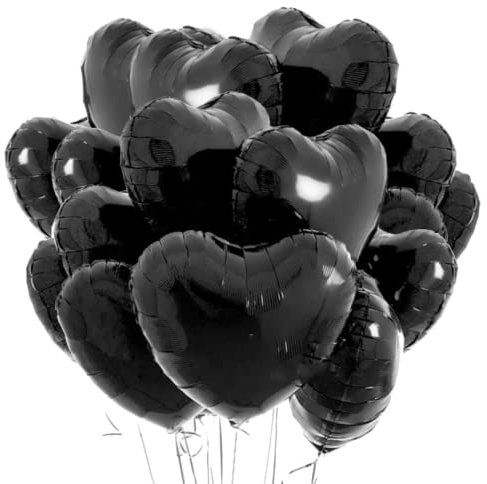 Herz Folienballon Schwarz 20 Stück,Herz Helium Luftballons,Heliumballon Herzen,Herzluftballons,Herzform Folienluftballon Herzballons Geeignet für Geburtstag Hochzeit Verlobung Brautdusche Valentinstag