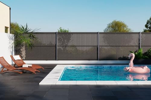 KIT OCCULTANT CLOFENCE LATTE PVC POUR PANNEAU DE GRILLAGE RIGIDE MAILLE 55 BRISE VUE BRISE VENT 2M50 X 1M23 GRIS