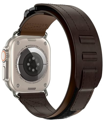 Cuero Correa para Apple Watch Ultra 2 49mm, Vintage Pulseras Ultra Ancha Banda Genuino Correa para Apple Watch SE 2 Series 10 9 8 7 6 5 4 3 2 1 SE Correa para iWatch Ultra 49mm 46mm 45mm 44mm 42mm