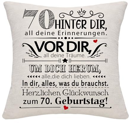 70 Jahre alt Frauen Männer Geburtstag Geschenk Hinter dir all deine Erinnerungen inspirierende Geschenk 70. Geburtstag Geschenk Kissenbezug für Ehefrau Ehemann Mama Papa Freunde Oma Opa Tante (70)