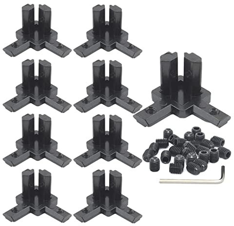 Lot de 8 connecteurs d'angle d'extrémité à 3 voies série 2020, connecteurs de cube d'extrusion, accessoires de profil d'extrusion en aluminium série 2020, avec vis de fixation et écrous, clé Allen