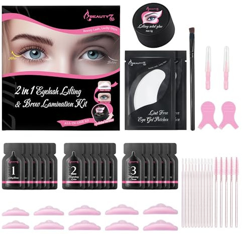 Beauty7 Wimpernlifting Set Lash Lifting Wimpern Perming Kit Lash Lift Kit Professionelles Semipermanentes Curling Wimpern Dauerwellen Set augenbrauen lifting set mit Lash Lift Kleber Balm