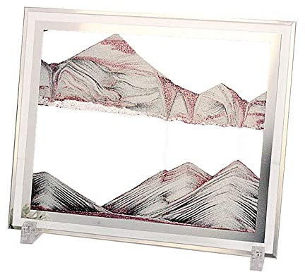 RoseFlower Sablier Decoratif Art Sable Mouvant, Peinture de Sable Qui Coule 3D de paysage de mer profonde dans du verre, Décoration de bureau à domicile, cadeau de vacances de Noël - Rose/10''