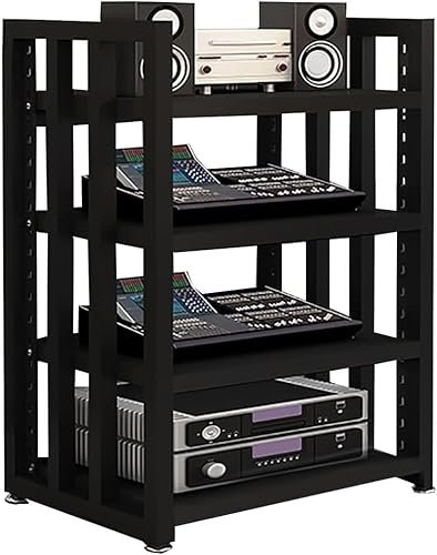 Yoeoefuo HiFi Rack Stereo Rack Turntable Shelf 4-Tier Multimedia Rack HiFi Furniture System with Adjustable Shelves HiFi Component Rack for Home Office Audio Video DJ Theatre (Style 2)