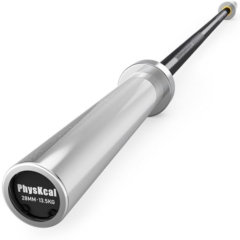 PhysKcal 6ft Barbell for Olympic Weight Plates, 2’’ Barbell Beginners Strength Training for Bench Press, Hip Thruster, Deadlift and Squat