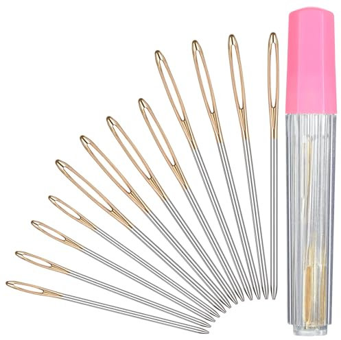 12 Stück Stopfnadeln, Nadel mit Großem Öhr Sticknadeln Stumpf Nähnadeln Set 5,3cm 6cm 7cm Nadeln Nähen Großäugige Gerade Nadelnmit 1 Aufbewahrungsrohr Sticknadel für Wolle Hand Nähen Handwerk