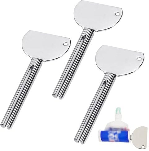 3 Stücke Tubenquetscher Edelstahl,Metall Zahnpasta Squeezer Tubenausdrücker Ausquetscher Quetscher Toothpaste Squeezer Tubenpresse Set für Kosmetik Reinigungsmilch Schuhcreme Creme Pigmente (Silber)