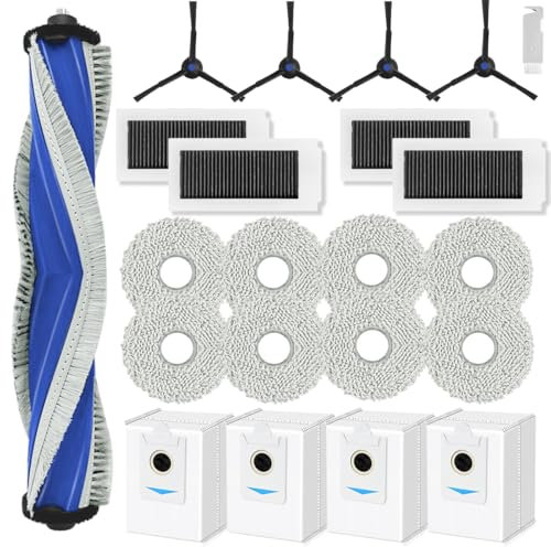 SpeHiate Accessoires pour ECOVACS DEEBOT X5 Omni, Pièce de Rechange pour ECOVACS X5 Pro Omni avec 1 Brosse Principale, 8 Chiffons, 4 Sacs à Poussière, 4 Filtres HEPA, 4 Brosses Latérales