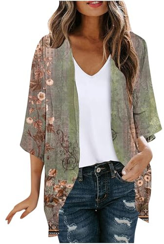 Boho Cardigan Sarongs For Women Beachwear For Women Casual Plus Size Summer Cardigan Swim Cover-Ups And Sarongs Ladies Kimono Summer Shawl Vintage Floral Printed