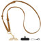 GOODAYY Phone Lanyard Crossbody, Leather Mobile Phone Strap Adjustable Length with Durable Metal and Nylon Patch, Handbag Chain Style Universal Phone Accessories (Bright Gold Metal, Brown)