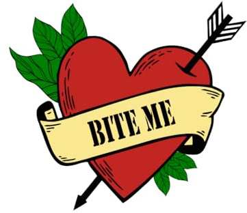 Bite me HEART arrow Temporary Tattoo long lasting love valentines day