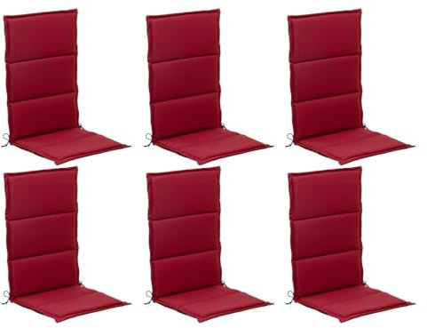 Gartenstuhlauflagen - Rot - Hochlehner - mit Stehsaum - 6er Set