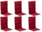 Gartenstuhlauflagen - Rot - Hochlehner - mit Stehsaum - 6er Set