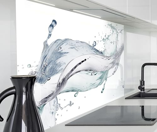 timalo Spritzschutz Wand für Herd, Küche Küchenrückwand Glasoptik | Acryl Glas 2mm | Glasrückwand Acrylglas Wandpaneele Rückwandschutz Platte | 200x58cm Wasserstrudel Splash