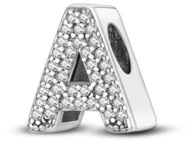 KUNVONIC Buchstabe Charm Anhänger Damen Alphabet A-Z 925 Sterling Silber für Armband Charms Beads passend für Pandora Armband und Halskette, Kompatibel mit Europäischen Armbänder für Frauen Mädchen