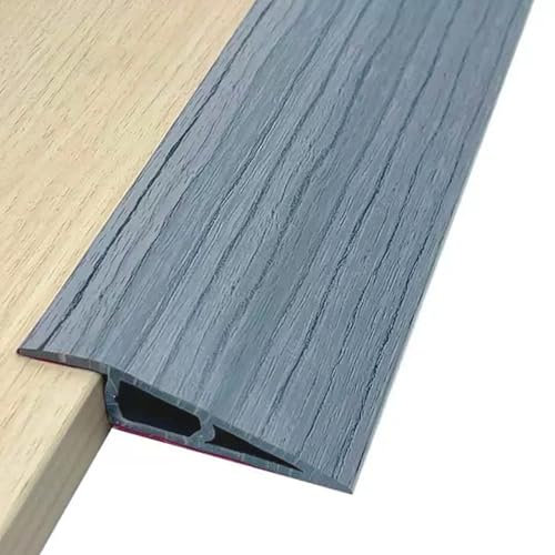 Rubber Threshold Ramp,1M x 7cm Self Adhesive Floor Transition Strip Floor Threshold Carpet Laminate Vinyl Flooring Tile Edging Trim Threshold Reducer for Floor Wheelchair, Grey Wooden Grain