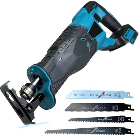 Säbelsäge Akku 18V, Ersatz für Makita DJR186ZK, 3500 SPM Akku-Reciprosäge, 4 Werkzeug -freie Installation Säbelsägeblätter, Elektrisch Reciprosäge für Holz und Metall (ohne Akku, ohne Ladegerät)