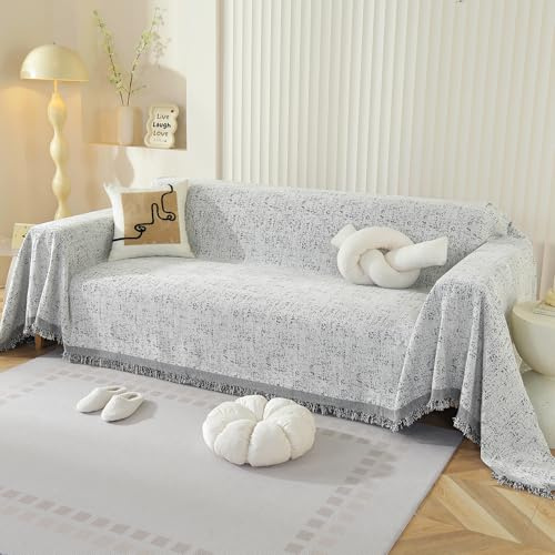 DeepDream Sofa Überzug 1/2/3/4 Sitzer, Chenille Sofaüberwurf Waschbar L Form Sektionssofa, Couch Überzug Sofa Überwurfdecke Futonbezug für Haustiere Kinder, 180 x 340cm, F Schwarz