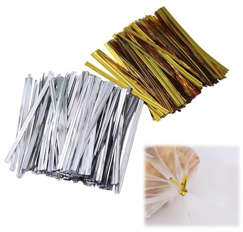 Pevlkawr 1600 Stück Twist Ties Metallischen Bindebaender Verschluss Für Tüten Tütenverschlüsse Twistband Papier Für Süßigkeitentaschen Kaffeetaschen 10cm