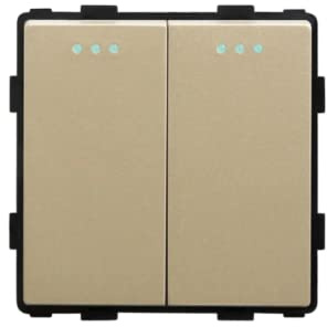 Luxus-Time Wippschalter Lichtschalter Steckdosen mit Aluminium Rahmen Unterputzdose UP Schuko Wipp Wandschalter Einbau Kippschalter Gold (Modul: Wipp 2-Fach Serientaster)