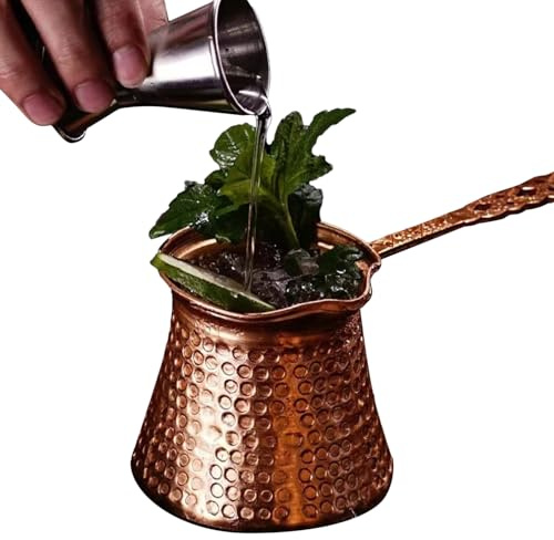 turca - Taza de llama de metal chapada en cobre | Recipiente para verter fuego retro de estilo árabe, herramienta creativa para cócteles de bar, vajilla de decoración vintage, regalo único pa