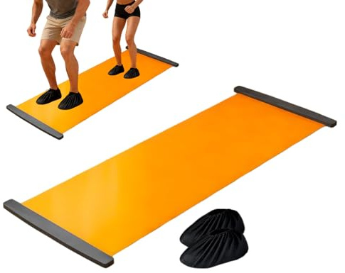 Slide Board with Shoe Cover, Slimming Exercise Guide Slide Mat, 200x50cm Non-Slip Portable Multi-functional Lightweight Exerciser, Ice Hockey Training Equipment for Kids Adult Daily Home Fitness Yoga