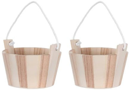 Abaodam 2 Stück Kleiner Holzeimer 12,7cm mit Griff Sauna Salzeimer für Spa und Dampfbad Tragbarer Aufbewahrungseimer für Badesalz und Saunazubehör
