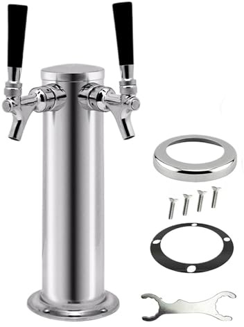 BierzapfsäUle Doppel Tap Draft Bier Turm Edelstahl Bar Pub Kegerator Dual Chrom Wasserhahn für Bar