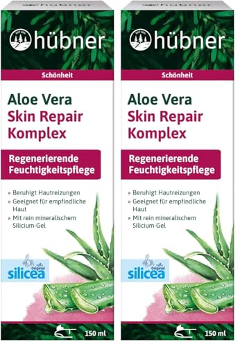 Aloe Vera Skin Repair für Gesicht und Körper | 80 % Aloe Vera-Blatt-Gel & 15 % Silicium | regenerierend bei gereizter Haut | zieht schnell ein & fettet nicht | vegan | 100 ml (Packung mit 2)