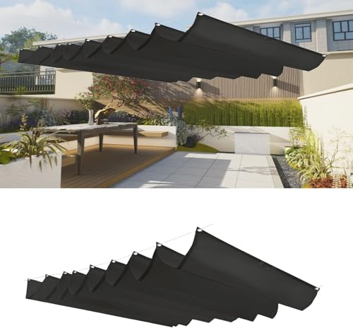 Einziehbare Welle Sonnensegel 120 x 300 cm Uv-Schutz Reißfest Sonnenschutz Wasserdicht Winterfest mit Ösen Markise Wasserdicht Verstellbar für Terrasse Garten Pergola, Schwarz