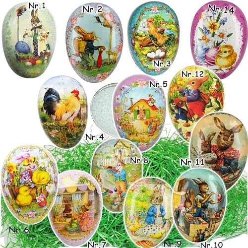 alles-meine.de GmbH XXL - Ostergras & Pappei zum Befüllen - 36 cm - der Osterhase geht wandern - Osterei/Ei zum Befüllen - Papposterei - Deko Pappe Papp - Dekoei Pappostereier ..