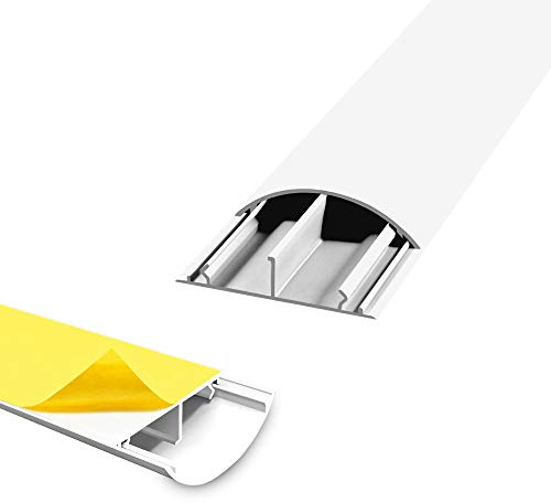 ARLI Kabelkanal halbrund 50x12 mm selbstklebend weiß 8x1m Wand und Fußboden Kabelkanal PVC Installationskanal RAL 9010 (8 Stück mit 1 m)