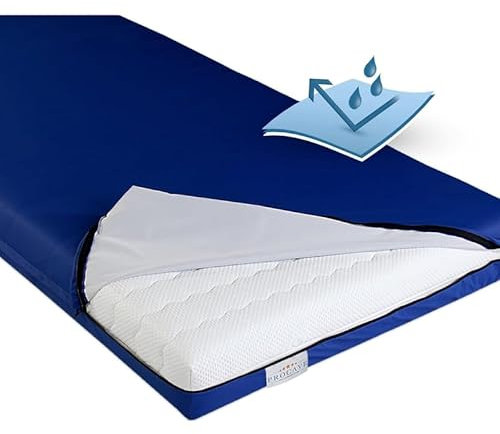 PROCAVE wasserdichter Matratzenbezug in blau. atmungsaktiv und abwischbar 100x200 cm für Matratzen-Höhe 25 cm - Made in Germany