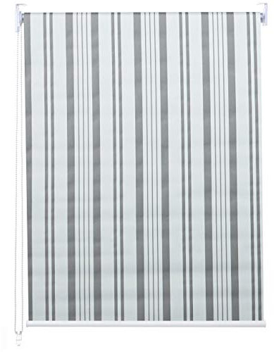 Rollo HWC-D52, Fensterrollo Seitenzugrollo Jalousie, 80x230cm Sonnenschutz Verdunkelung Blickdicht - grau/weiß