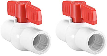 sourcing map 2Pcs PVC Kugelhahn Wasserrohr Gewindeenden 1 Innendurchmesser Rot Weiß