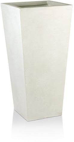 IDEALIST 65cm Tall Planter for Garden | White Reinforced Stone Tapered Square Planter | Outdoor Pots with Drainage Holes L32 W32 H65 cm, 46 litres
