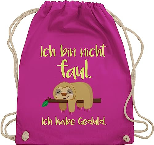 Turnbeutel Rucksack - Sprüche Statement mit Spruch - Ich bin nicht faul farbig - Unisize - Fuchsia - kinderrucksack tier sprueche sloth beutel beutel+rucksack+mit+sprüchen sprüchen geduld bag