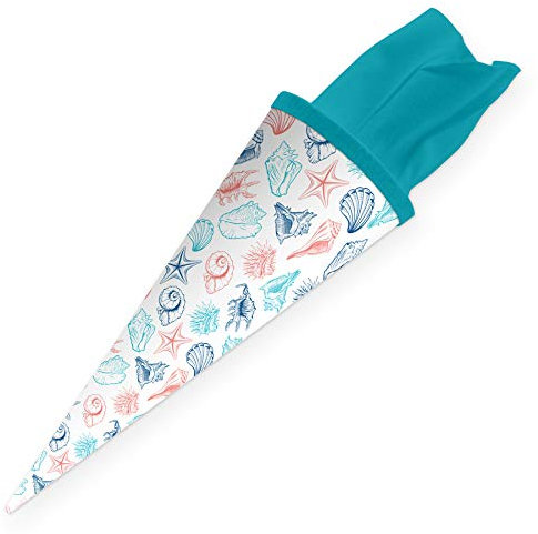 itenga Geschwisterschultüte 35 cm Tiere Pflanzen Muster Geschenkverpackung Schultüte Zuckertüte Filzverschluss Kinder Erwachsene (Muscheln)