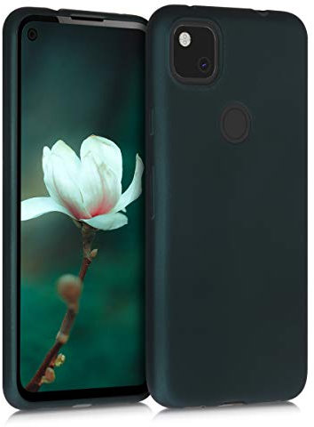 kwmobile Housse Compatible avec Google Pixel 4a Coque - Housse de téléphone Protection Souple en TPU - pétrole métallique