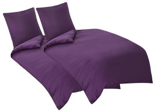 Aisbo Bettwäsche 135x200 4teilig Lila - Mikrofaser Bettwäsche-Sets mit Reißverschluss, ÖKO-TEX Bettbezug 135 x 200 cm 4tlg mit Kissenbezug 80x80 cm, Weich und Bügelfrei