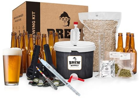 Brew Monkey® Kit de Elaboración de Cerveza IPA | Luxe Kit 5 litros de cerveza | 6,4% vol. | Elaboración de Cerveza en la Cocina | Regalos para Hombres | Regalos de Cerveza para Hombres