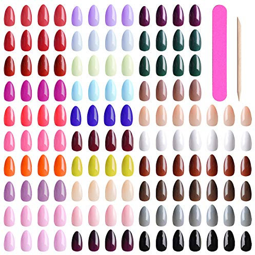 720 Piezas Uñas Falsas Cortas, Kalolary 30 Colores uñas Postizas de Cubierta Completa, Juegos Uñas Artificiales con Lima de Uñas y Palillo de Uñas para Mujeres Niñas, Decoración de Uñas en Salón Casa